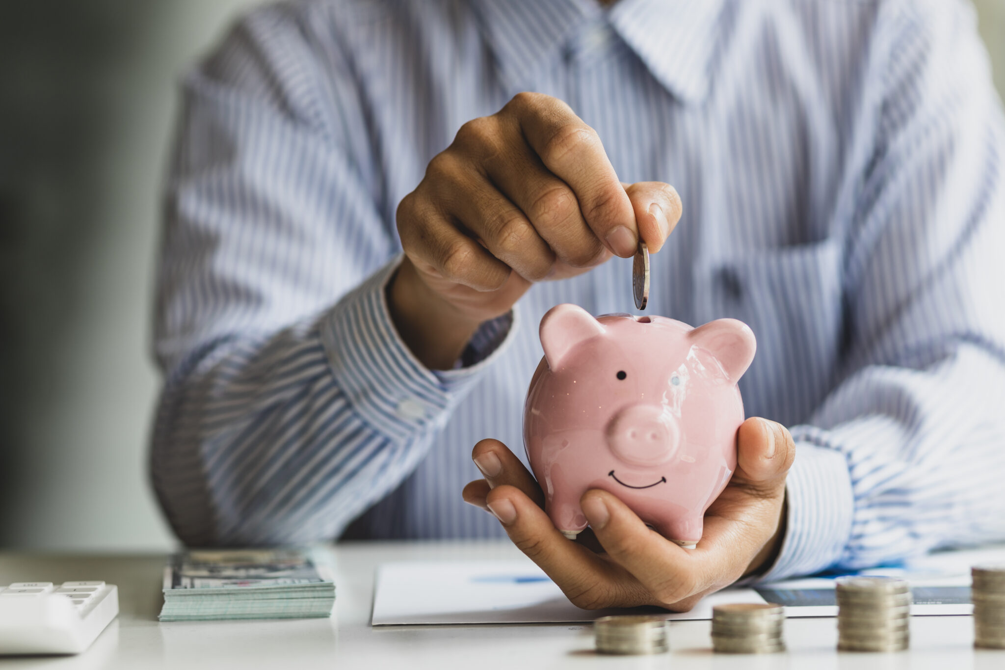 Saving money for future plan, retirement fund. Business investment-finance accounting concept.